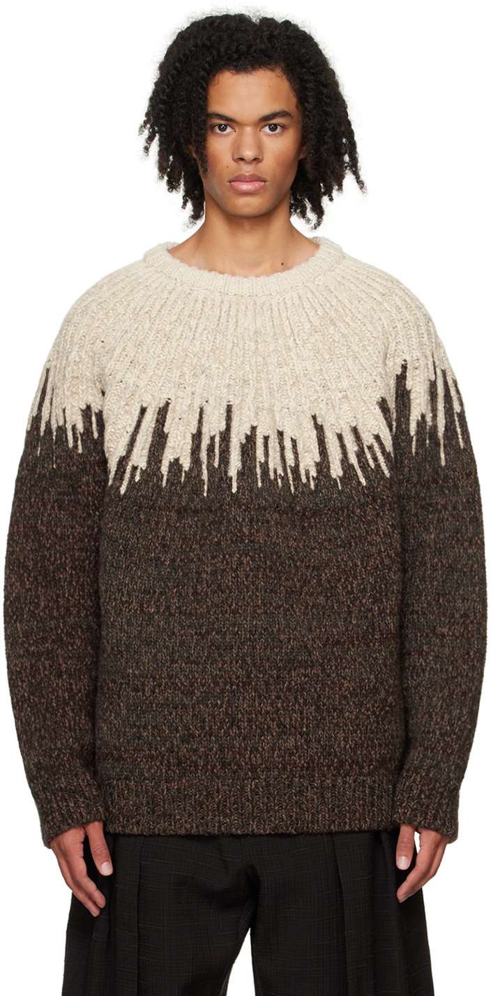 Shop Bottega Veneta Brown Graphic Sweater In 9321-dove-fondant