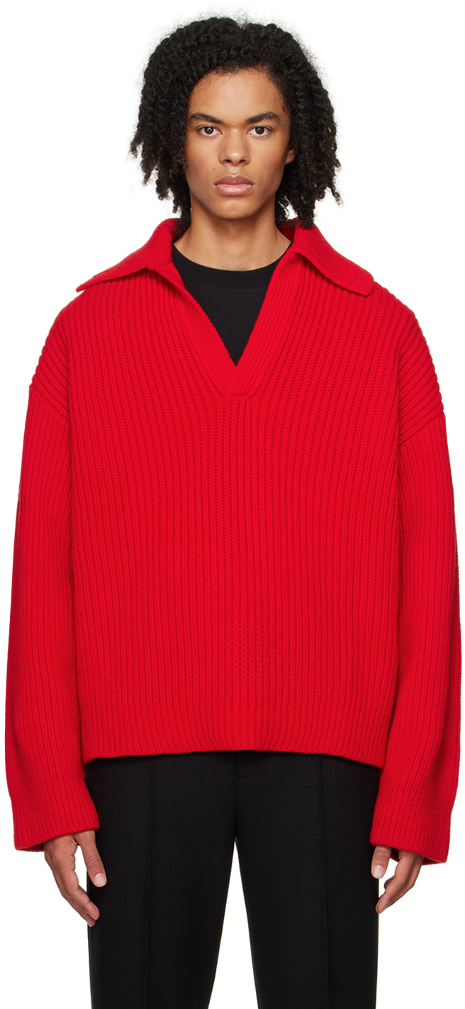 Bottega Veneta: Red Heavy Polo | SSENSE