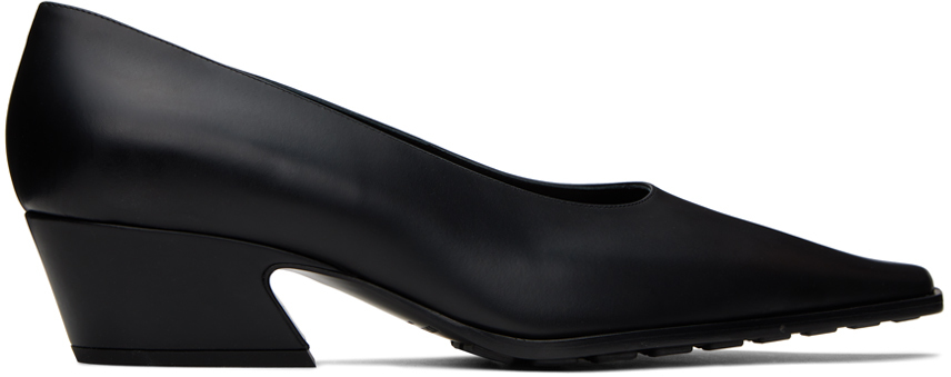 Bottega Veneta Black Tex Heels In 1000-black