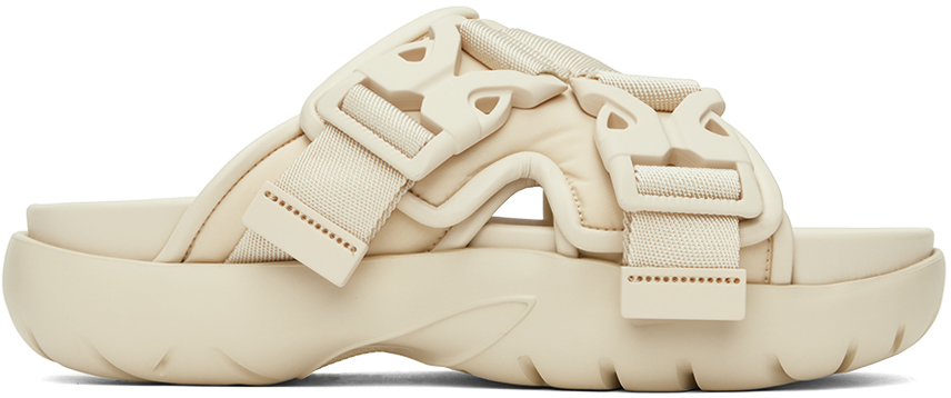 Bottega Veneta: オフホワイト Snap スライドサンダル | SSENSE 日本