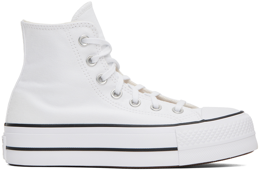Converse White Chuck Taylor All Star Lift Hi Trainers In White/black