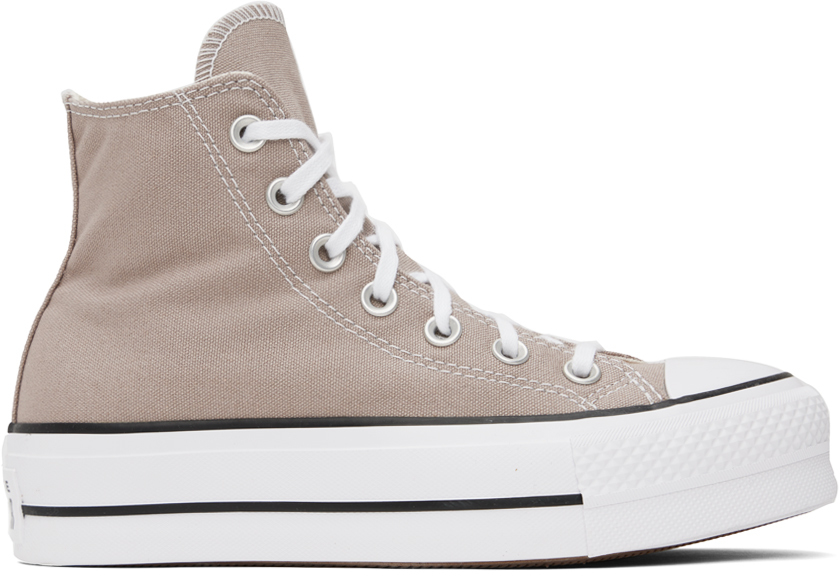 Shop Converse Taupe Chuck Taylor All Star Lift Platform High Top Sneakers In Wonder Stone/white/b