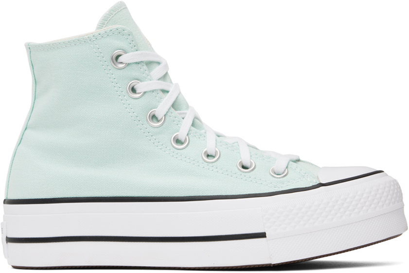 Converse Blue Chuck Taylor All Star Lift Platform High Top Trainers In Chance Of Rain/white