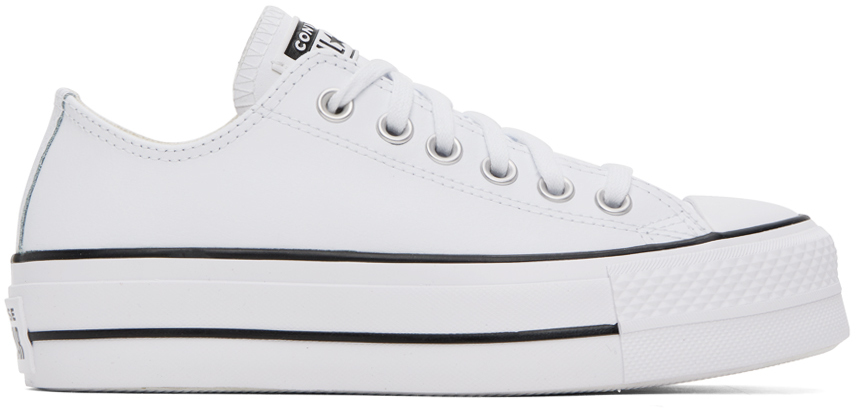 White Chuck Taylor All Star Platform Leather Low Top Sneakers