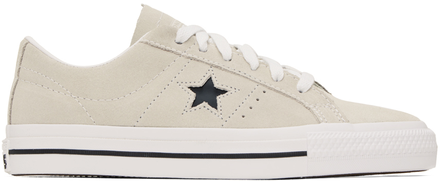 Converse Beige One Star Pro Low Sneakers In Egret/white/black