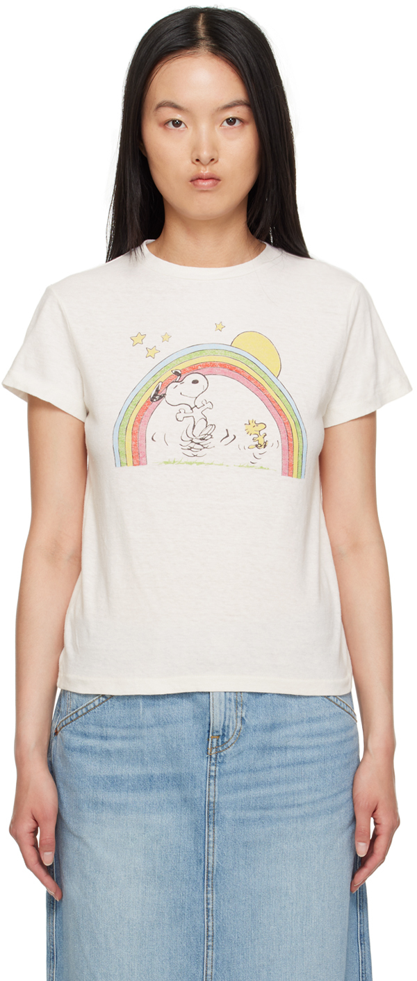 Re/Done Off-White Peanuts Rainbow T-Shirt