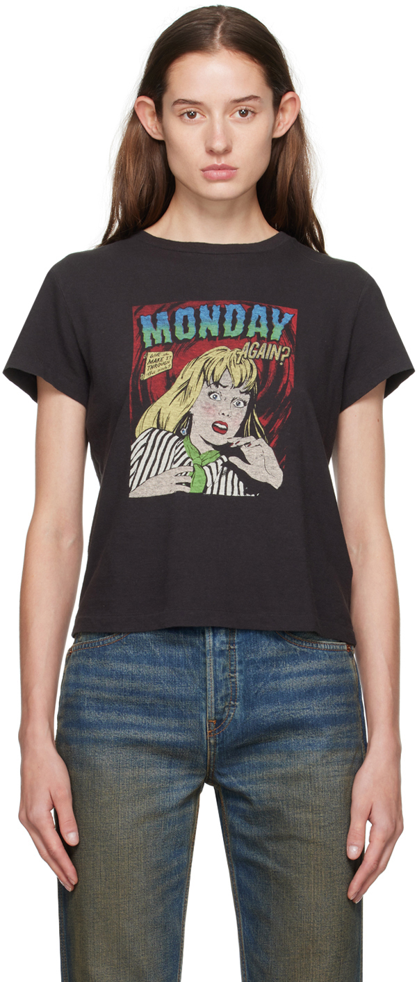 Black 'Monday Again' T-Shirt