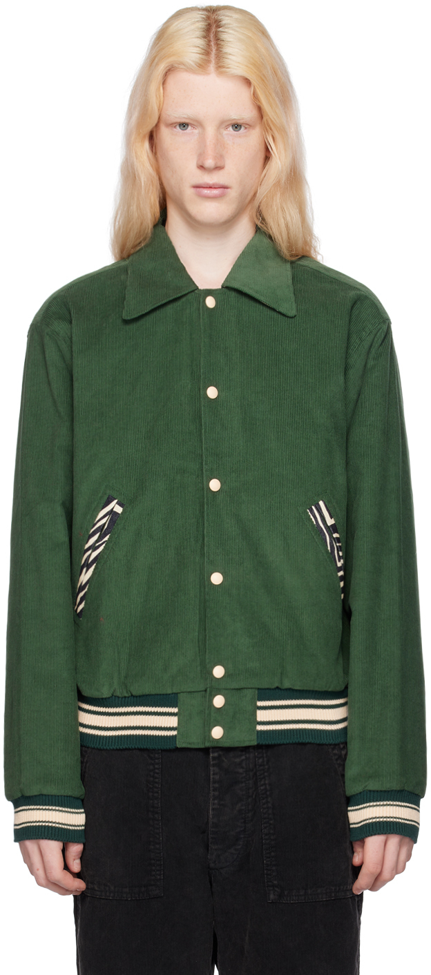 Re/done Green Padded Jacket In Pine Green/ Zebra