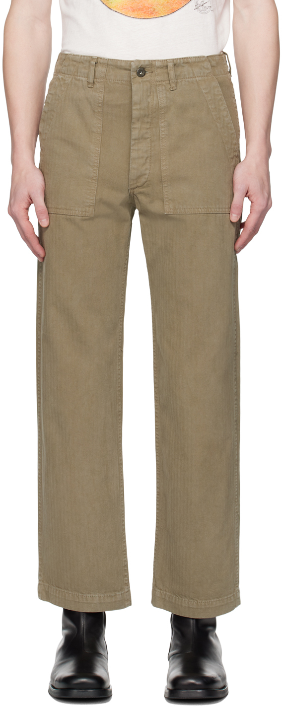 Re/done Khaki Modern Utility Trousers In Dirty Sage