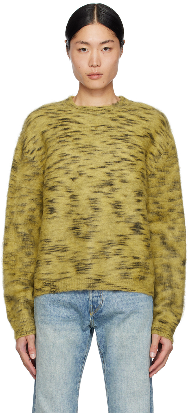 Re/done Yellow & Black Hyena Sweater In Hyena Mohair