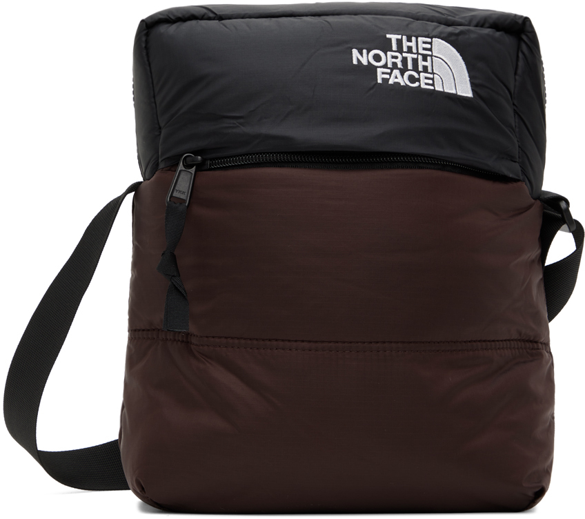 The North Face Brown & Black Nuptse Crossbody Bag In Los Coal Brown/tnf B