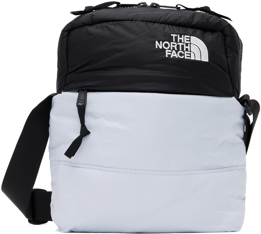 The North Face Grey Nuptse Shoulder Bag In White