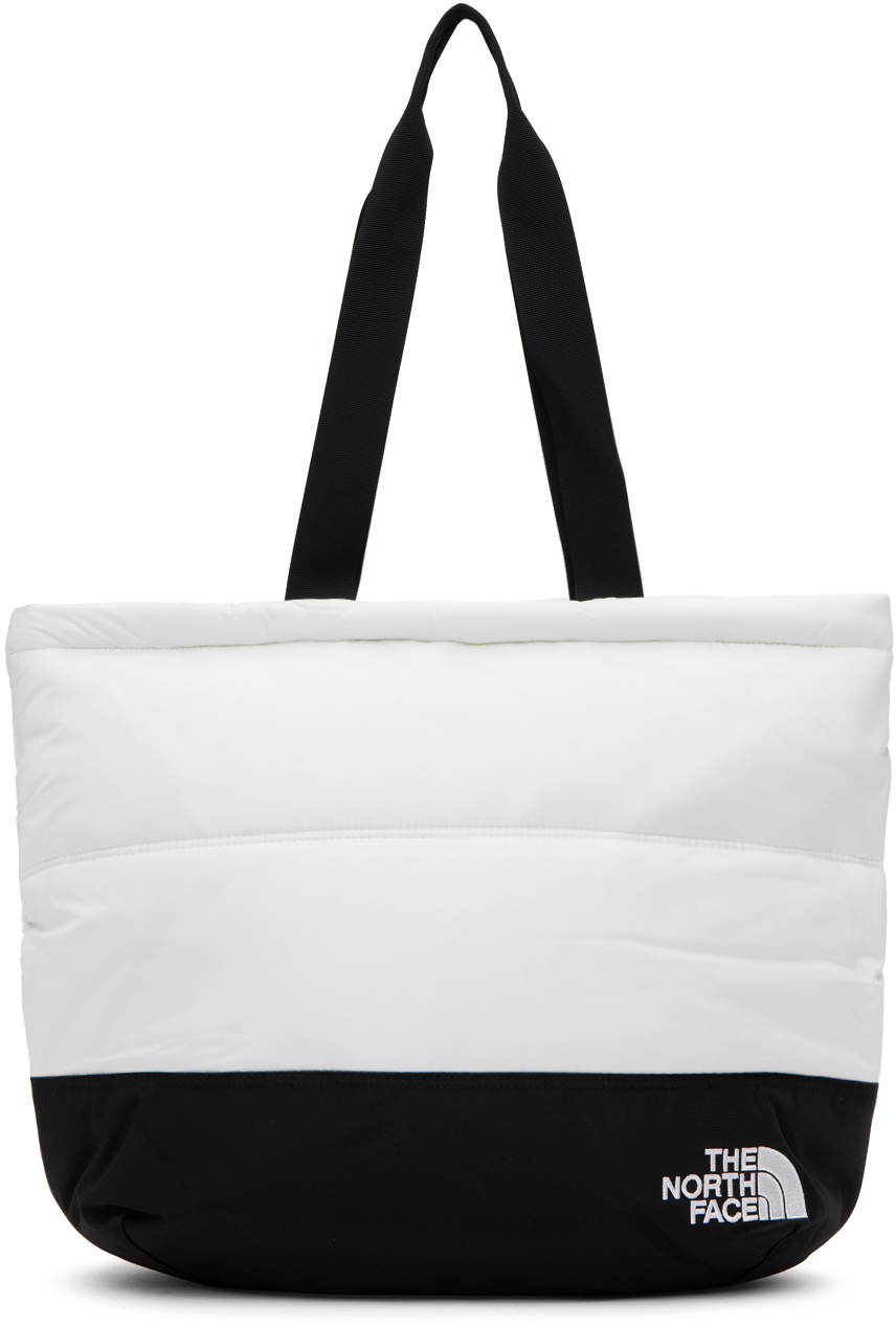 White & Black Nuptse Tote by The North Face on Sale
