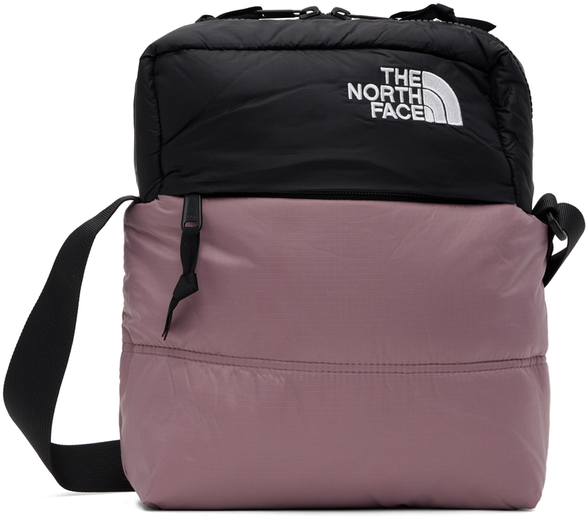 The North Face Purple Nuptse Bag In Fawn Grey/tnf Black