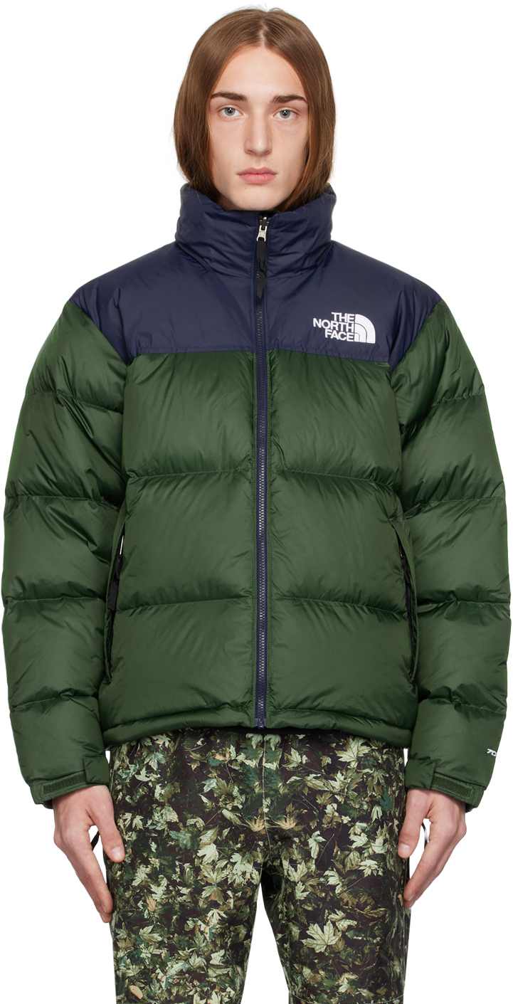 Green & Navy 1996 Retro Nuptse Down Jacket by The North Face on Sale