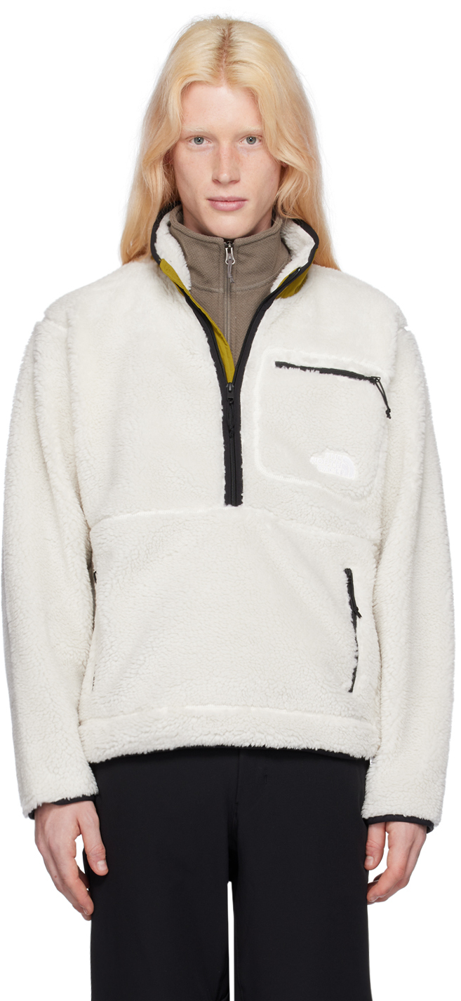 The North Face White & Khaki Extreme Pile Sweatshirt In N5i Gardenia White/s