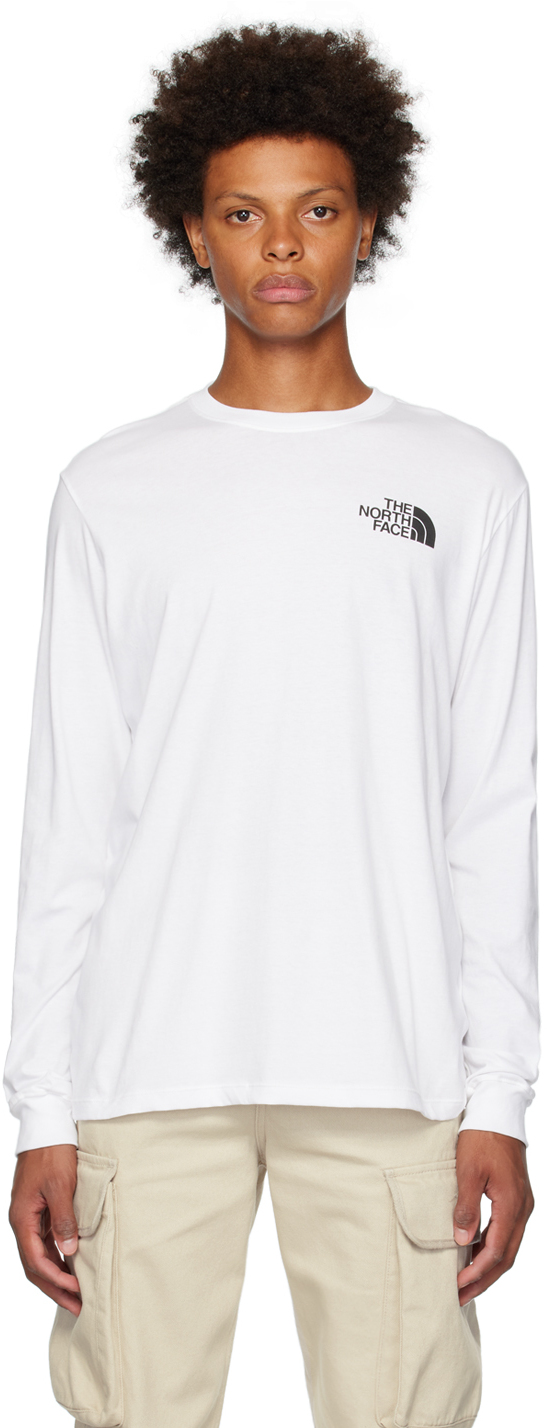 The North Face White Box Nse Long Sleeve T-shirt In La9 Tnf White/tnf Bl