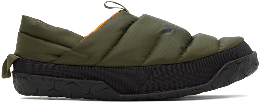 The North Face Khaki Nuptse Mules In Bqw New Taupe Green/