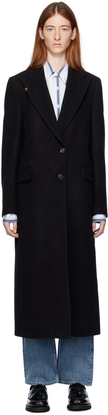 Our Legacy Manta Single-breasted Wool Coat In Black Slyly Herringb