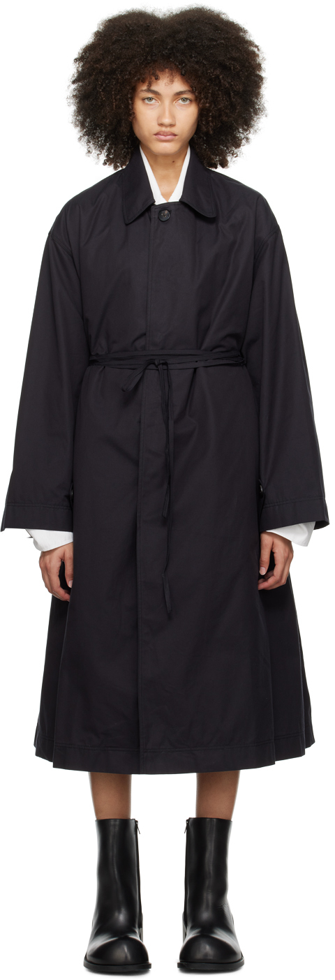 Black Spread Collar Coat by Subtle Le Nguyen on Sale