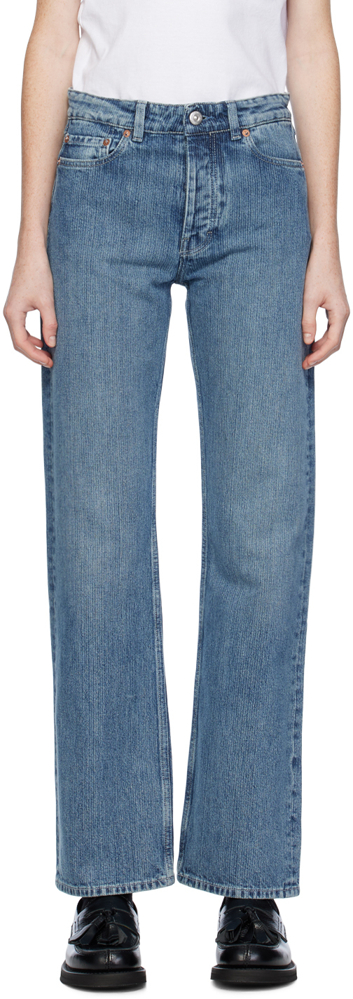 Our Legacy Linear Cut Wide-leg Jeans In Dream Blue Chain Twi