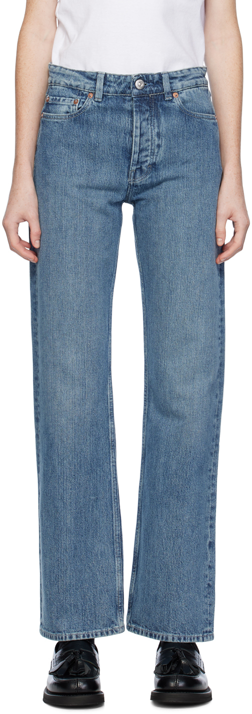 Blue Linear Cut Jeans by OUR LEGACY on Sale