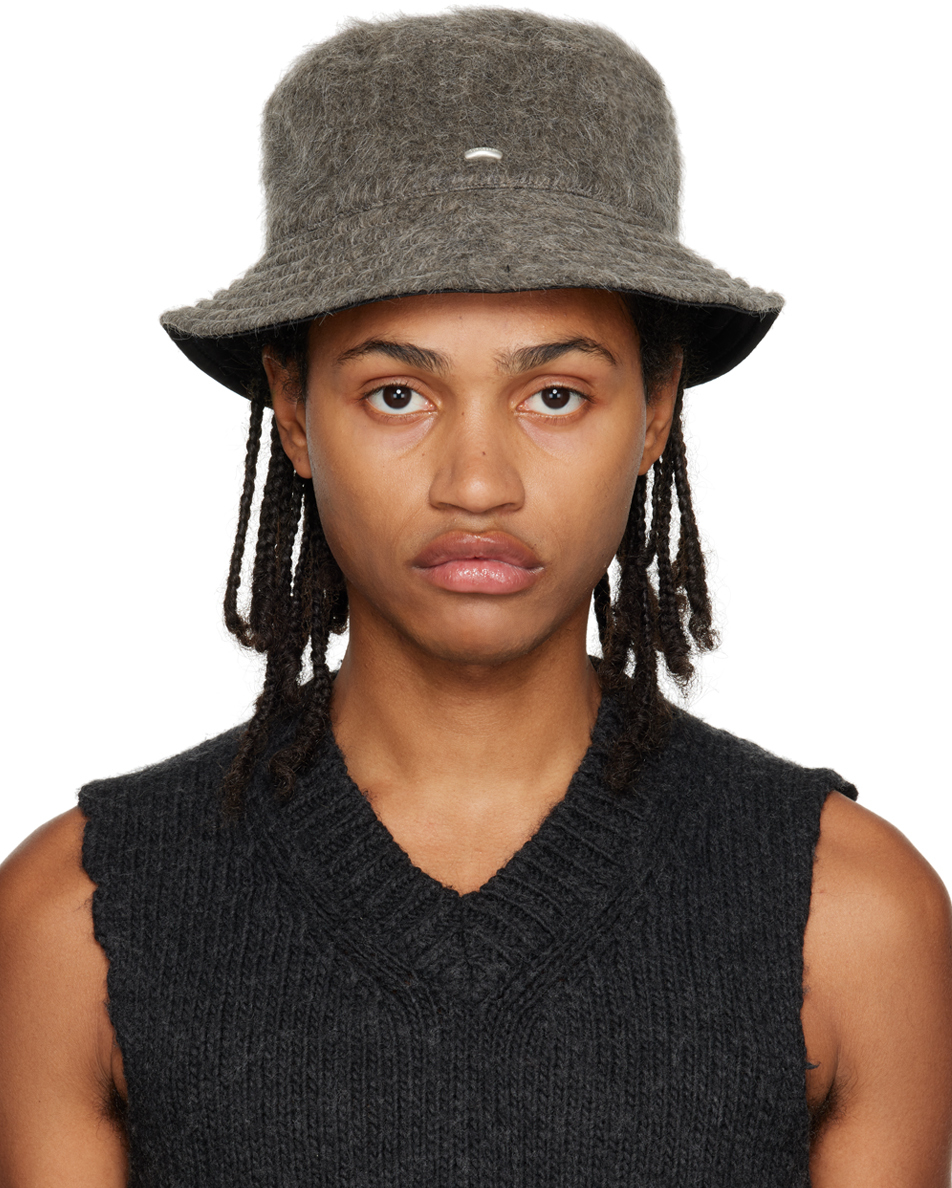 Gray Hairy Bucket Hat