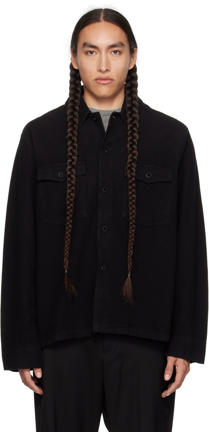 Our Legacy Black Evening Coach Jacket In Black Brushed Cotton