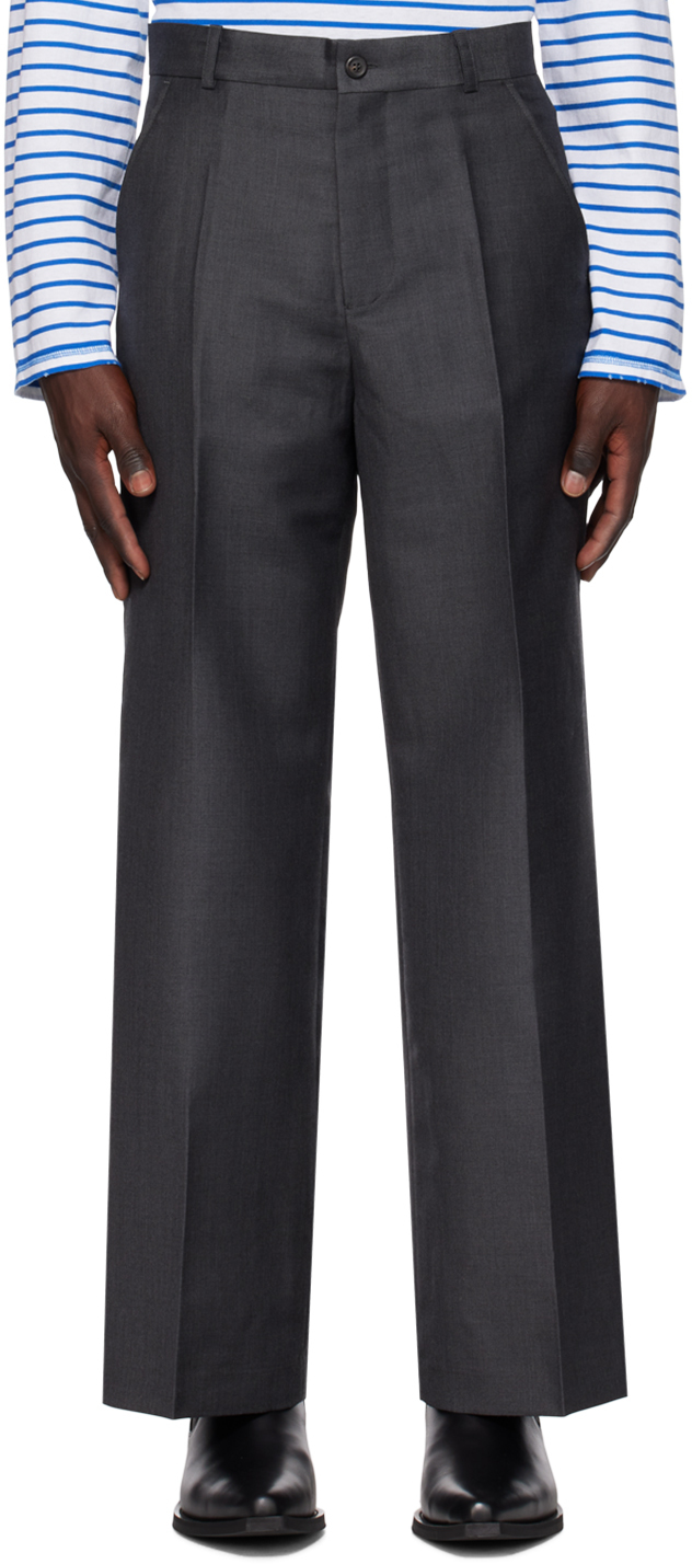 Our Legacy Grey Tuxedo Trousers In Grey Mnemonic Wool