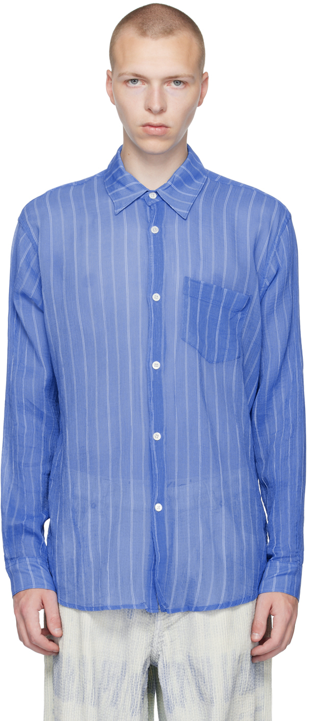 Shop Our Legacy Blue Initial Shirt In Blue Rayon Plait Str