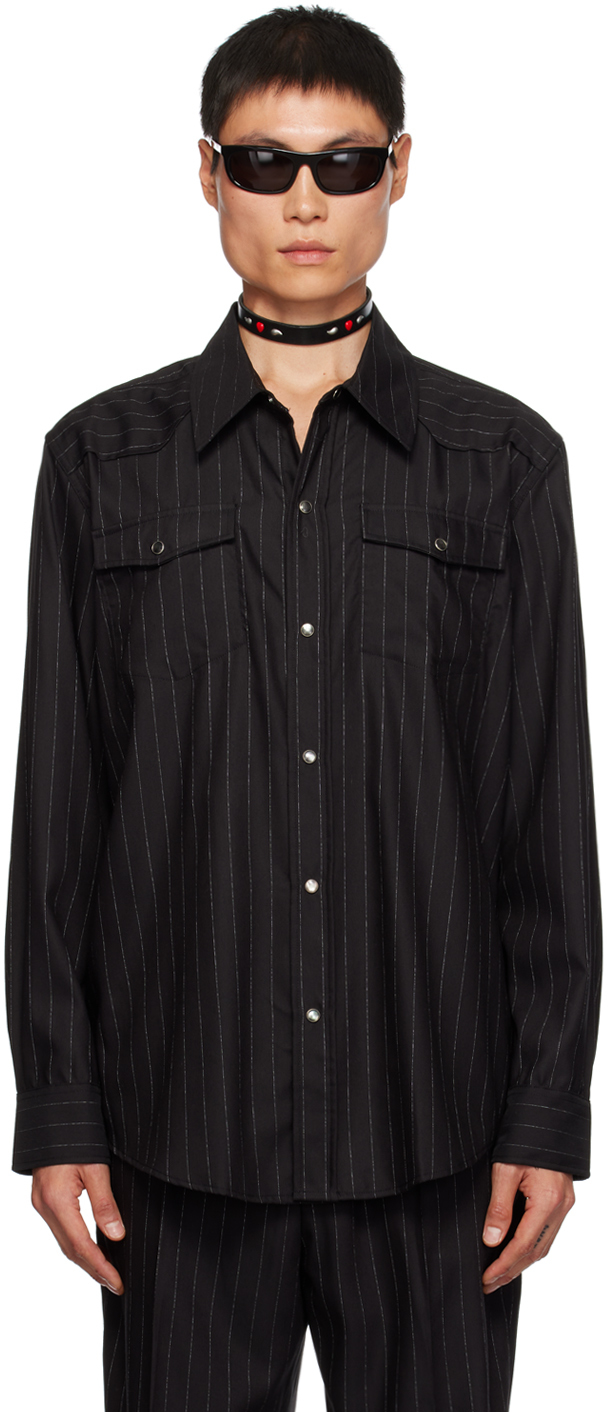 Shop Our Legacy Black Frontier Shirt In Black Chalk Stripe