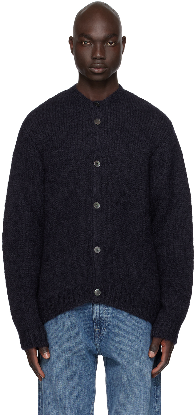 Shop Our Legacy Navy Opa Cardigan In Navy Fuzzy Mohpaca