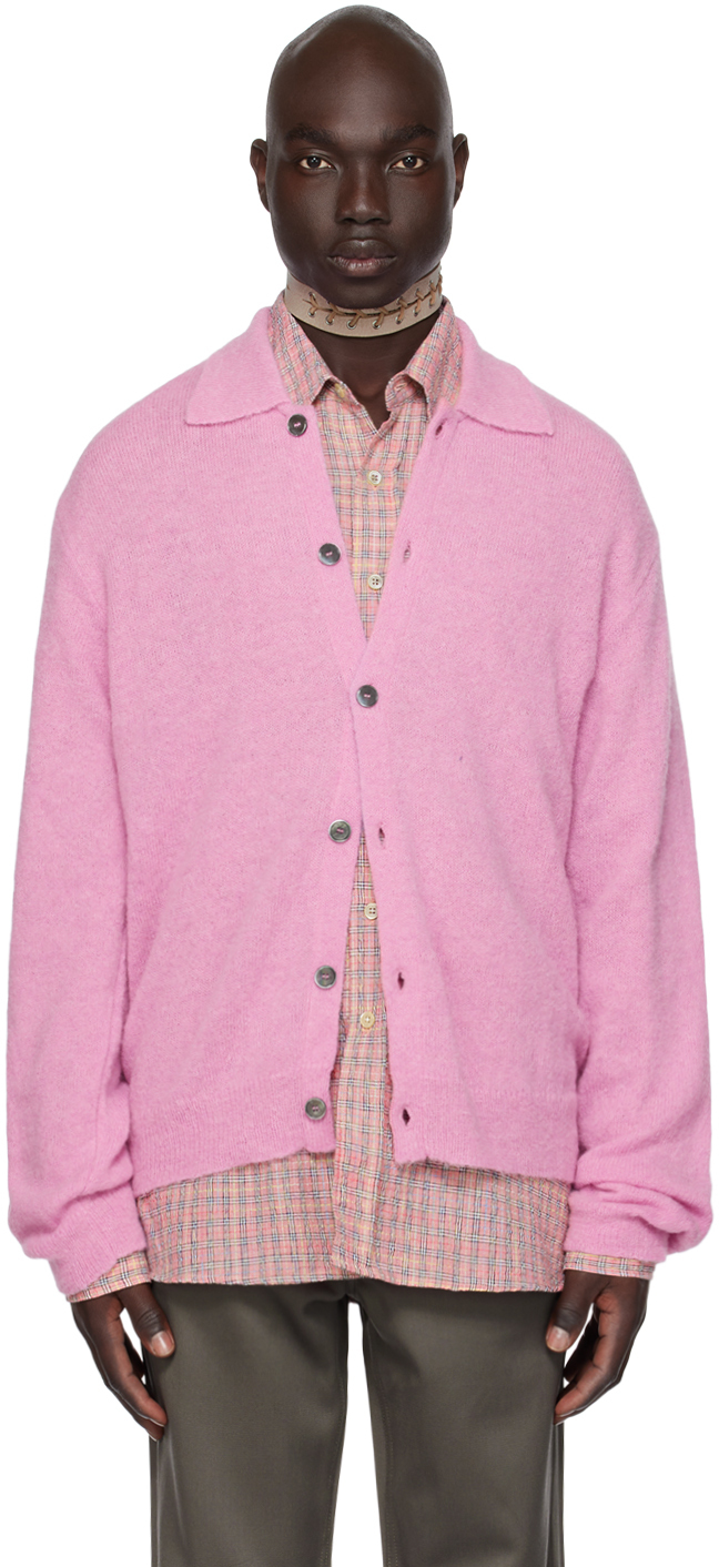 Shop Our Legacy Pink Evening Cardigan In Candyfloss Fuzzy Alp