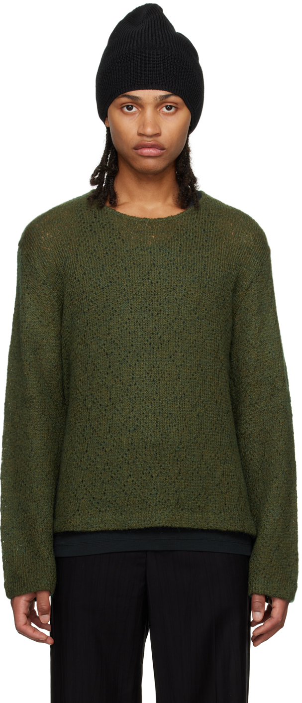Our Legacy Green Double Lock Sweater In Moor Green Crochet