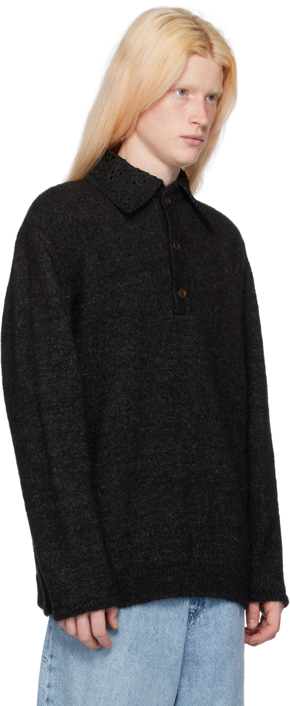 Our Legacy Black Big Piquet Polo | Smart Closet