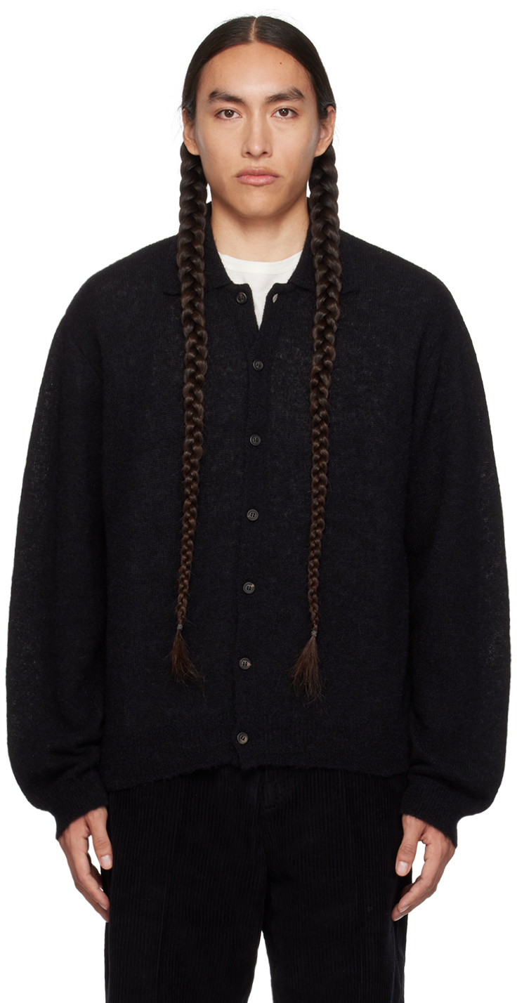 Our Legacy Evening Polo-collar Cardigan In Black