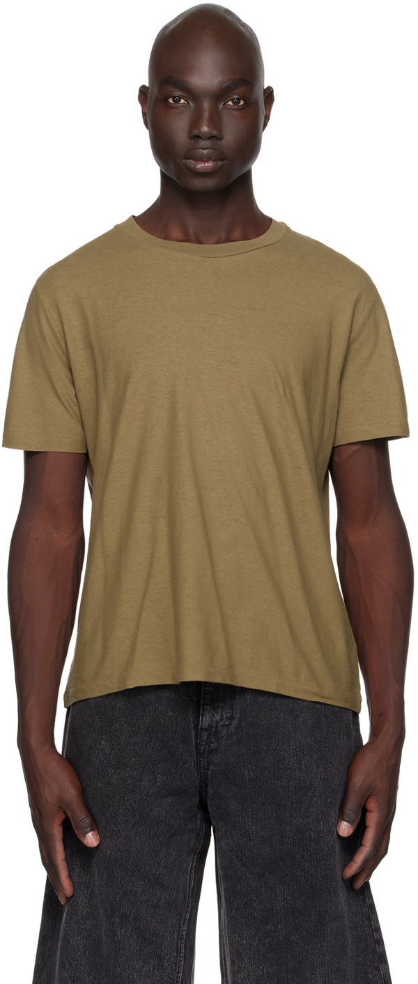 Shop Our Legacy Khaki Hover T-shirt In Capers Green Dry Cre