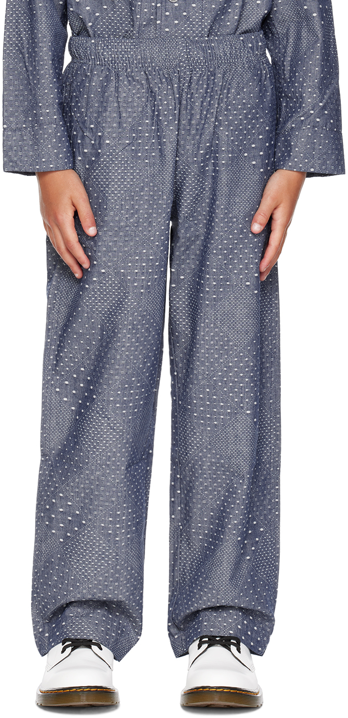Our Legacy Kids Blue Reduced Trousers In Indigo Dot