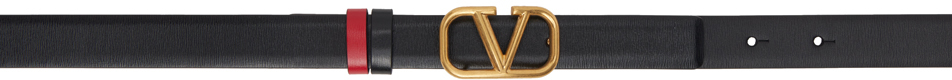 Valentino Garavani Reversible Black & Red Vlogo Belt In 0sm Nero-rouge Pur