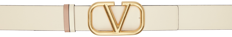 Valentino Garavani Off-White Reversible VLogo Belt