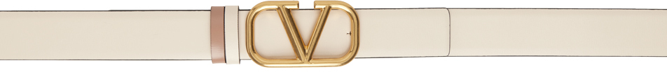 Valentino Garavani Reversible Off-white & Beige Vlogo Signature Belt In C34 Light Ivory-rose
