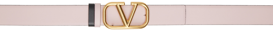 Valentino Garavani Reversible Pink & Black Vlogo Signature Belt In Il9 Rose Quartz/nero