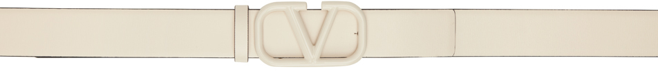 Valentino Garavani Reversible Off-white Vlogo Signature Belt In I16 Light Ivory