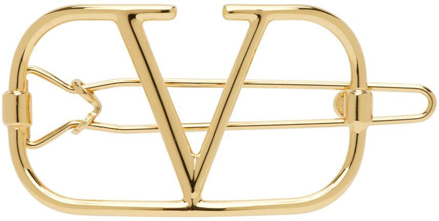 VALENTINO GARAVANI GOLD VLOGO HAIR CLIP