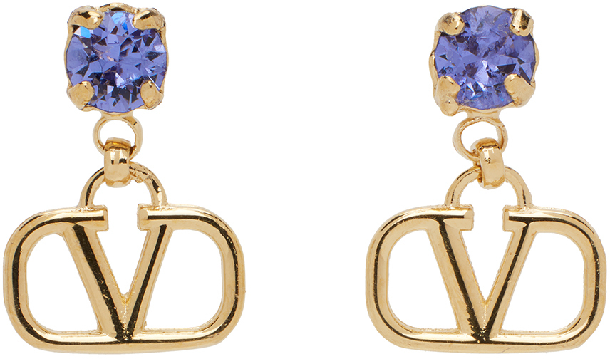 Gold & Purple VLogo Signature Earrings