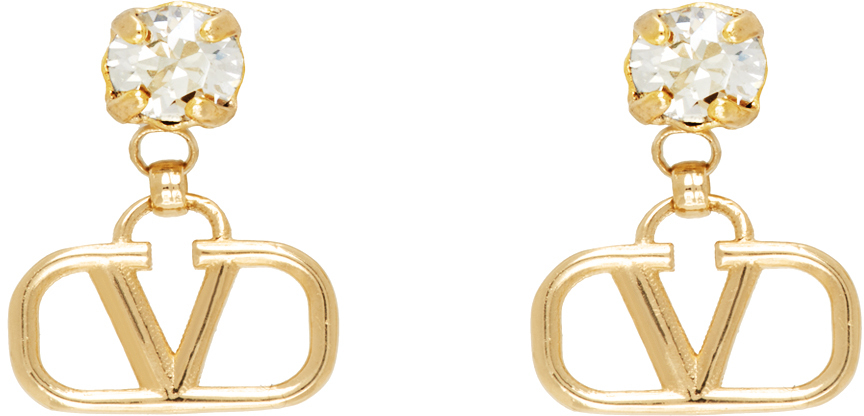 Valentino Garavani Vlogo Signature Crystal Drop Earrings - Gold