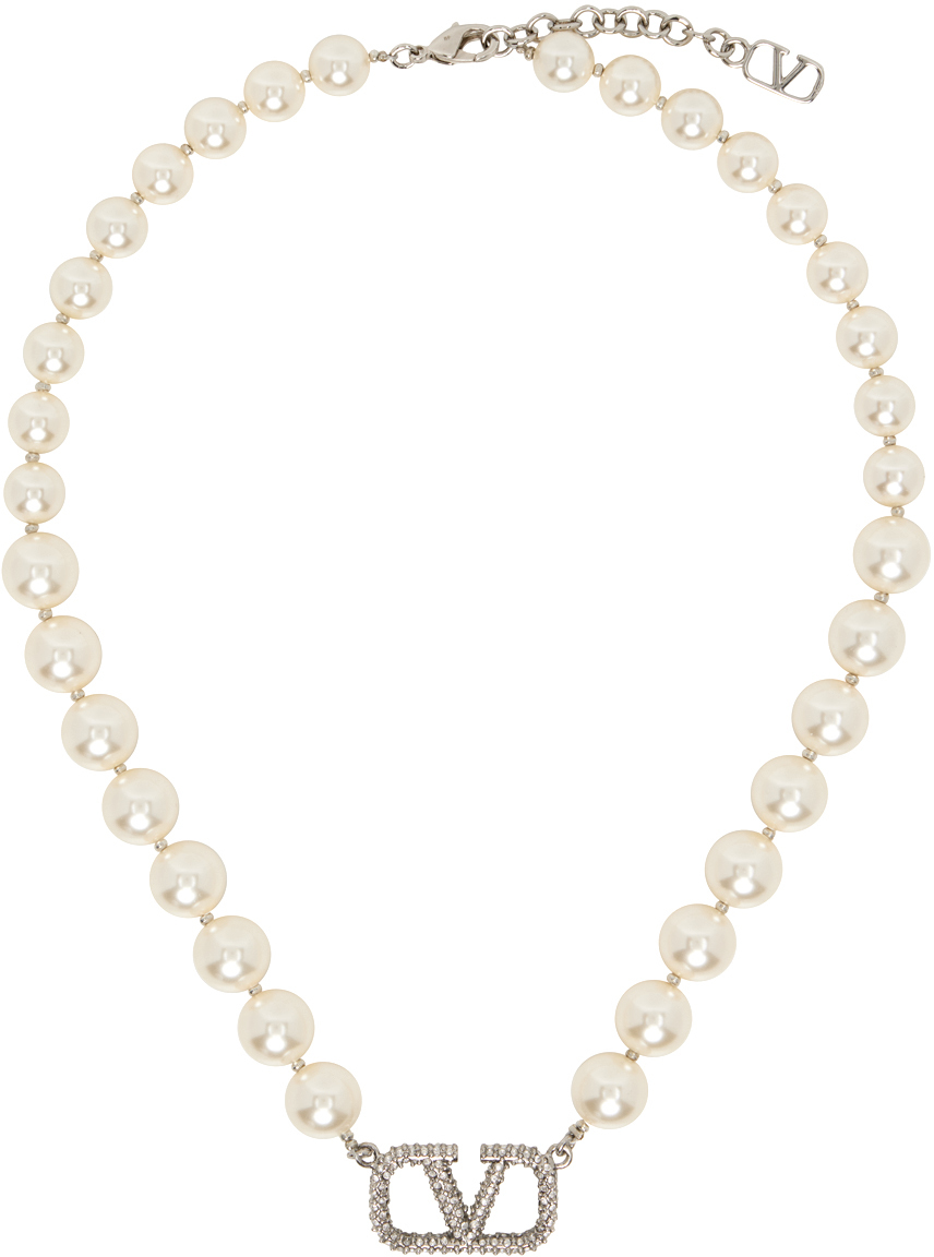 White VLogo Signature Pearl Necklace