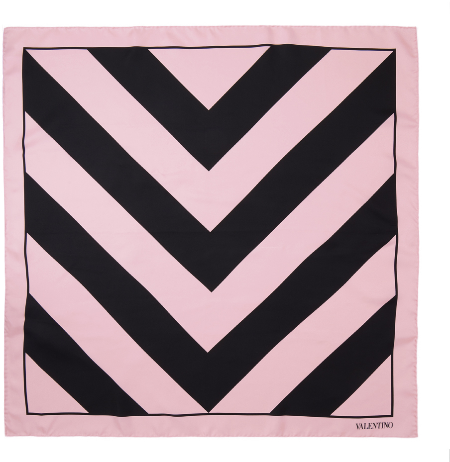 Valentino Pink Stripe Scarf In Zkr Taffy/nero