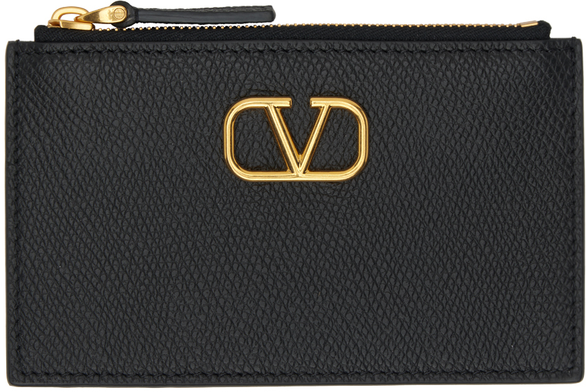 Valentino Garavani Black VLogo Signature Zipper Card Holder