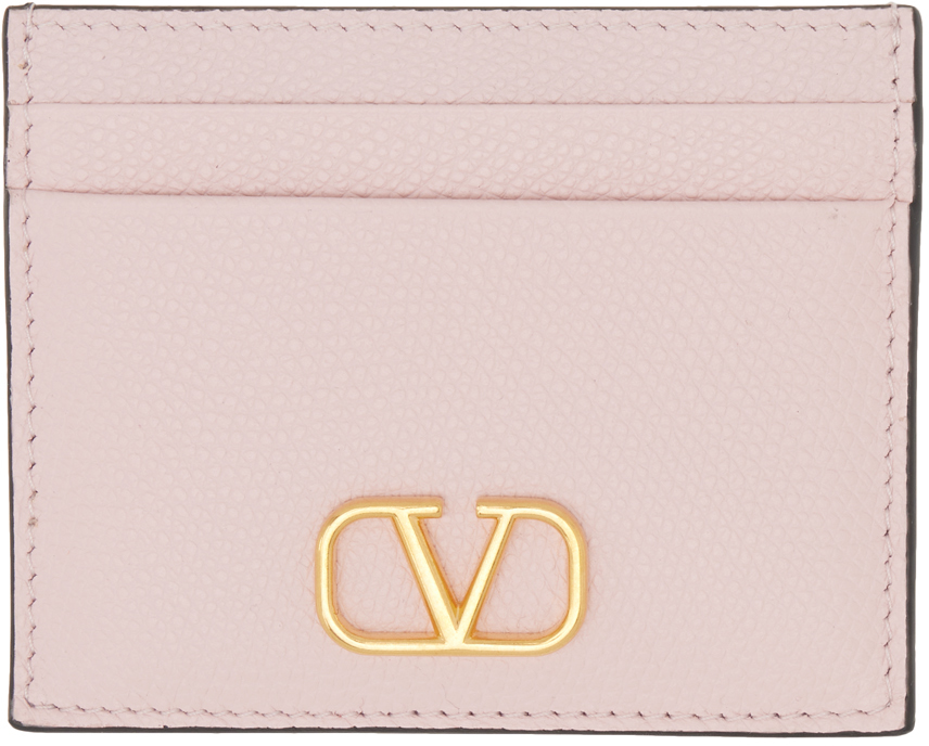 Shop Valentino Pink Vlogo Signature Card Holder In 16q Rose Quartz